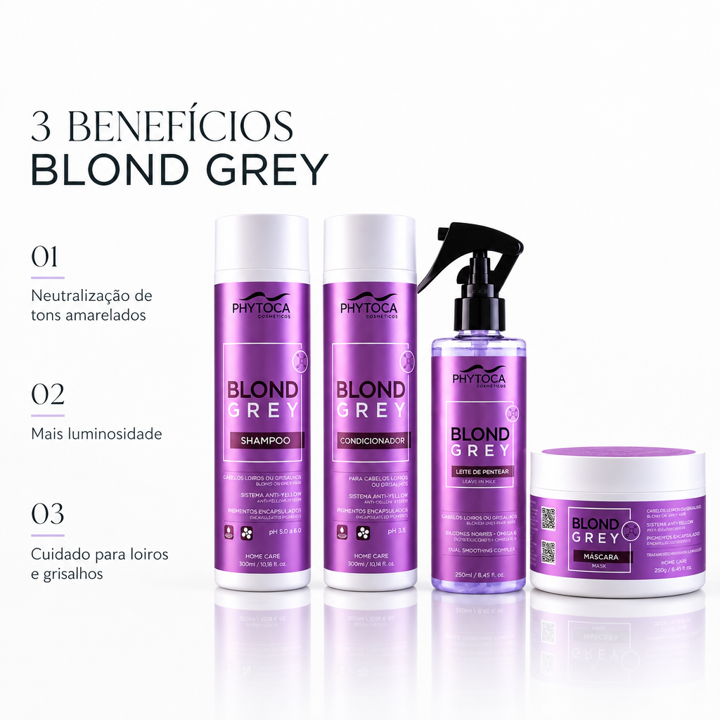 Kit Blond Grey Shampoo, Condicionador, Máscara e Leite de Pentear (4 produtos)