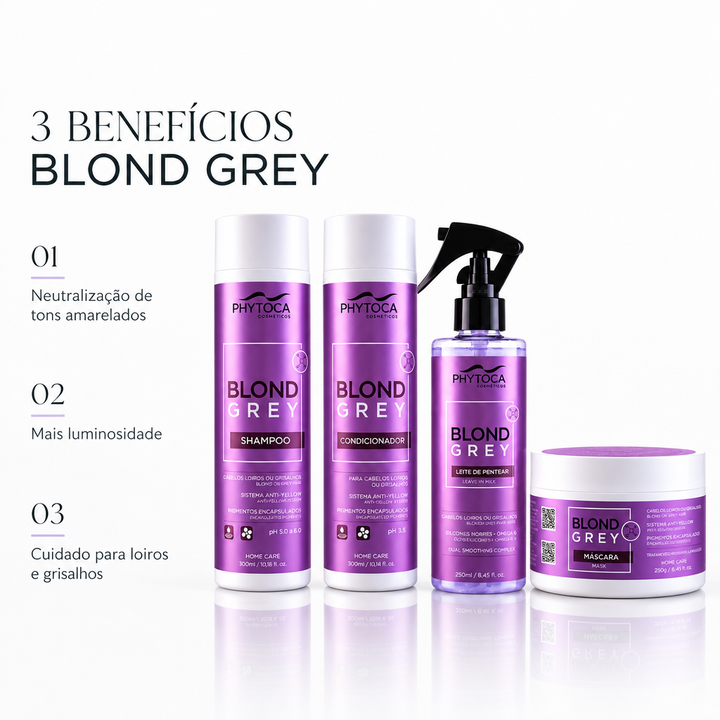 Kit Blond Grey Shampoo, Condicionador, Máscara e Leite de Pentear (4 produtos)