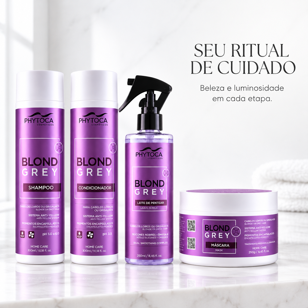Kit Blond Grey Shampoo, Condicionador, Máscara e Leite de Pentear (4 produtos)