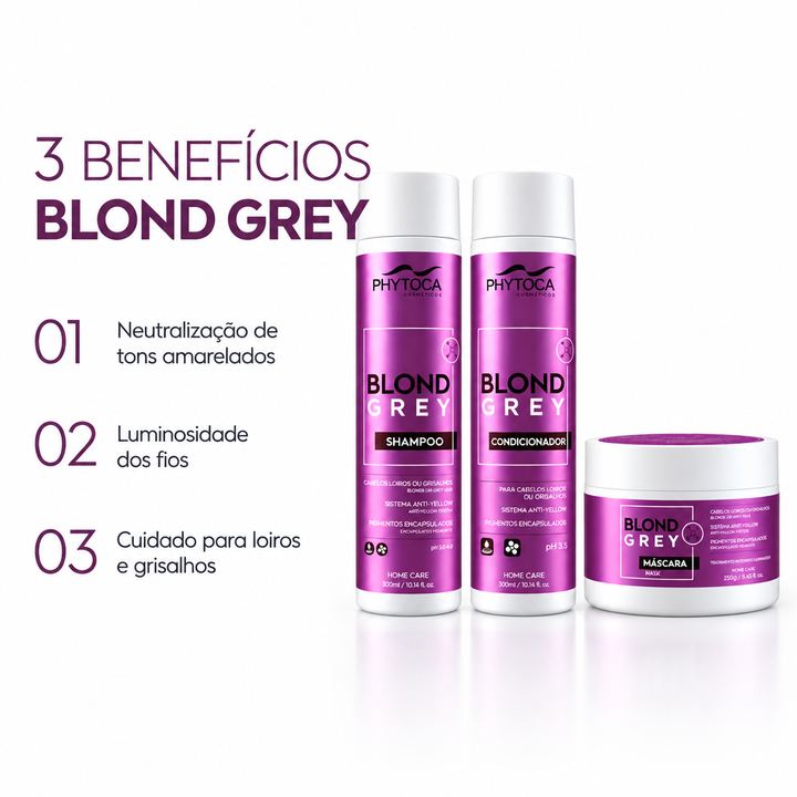 Kit Blond Grey (3 produtos) - Shampoo, Condicionador e Máscara