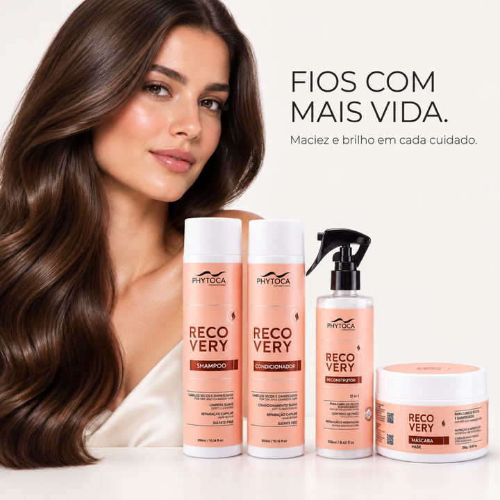 Kit Recovery Shampoo, Condicionador, Máscara e Reconstrutor 12 em 1 - (4 produtos)