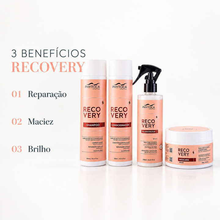 Kit Recovery Shampoo, Condicionador, Máscara e Reconstrutor 12 em 1 - (4 produtos)