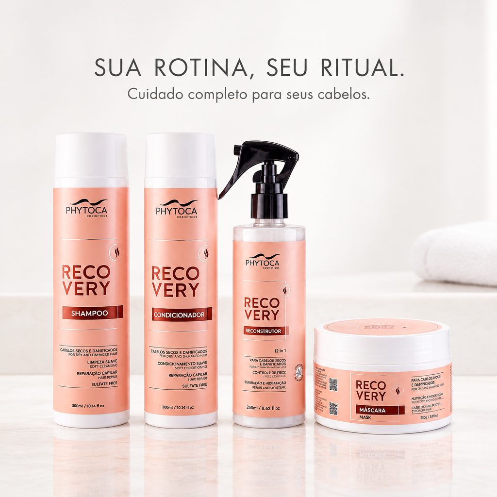 Kit Recovery Shampoo, Condicionador, Máscara e Reconstrutor 12 em 1 - (4 produtos)