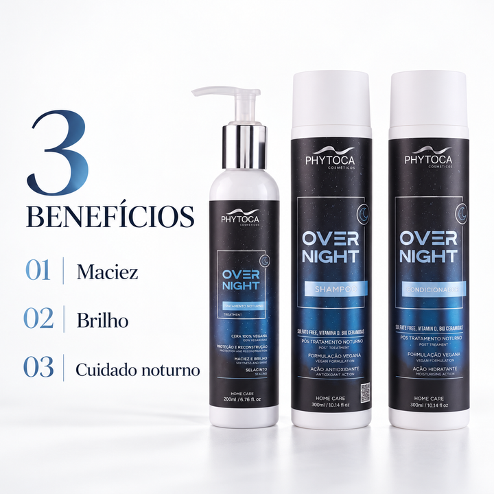 Kit Overnight Shampoo, Condicionador e Tratamento Noturno (3 produtos)